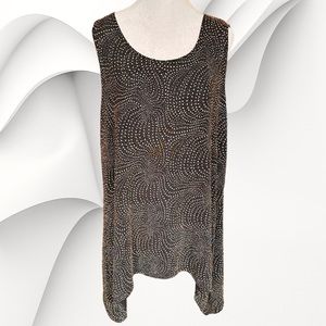 Onyx Nite Women’s Black/Gold Glitter Tank Top Size 1X